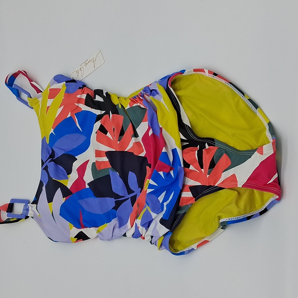Anne Cole Tropic Stamp Rectangle Strap One-Piece Swimsuit Multicolor 6